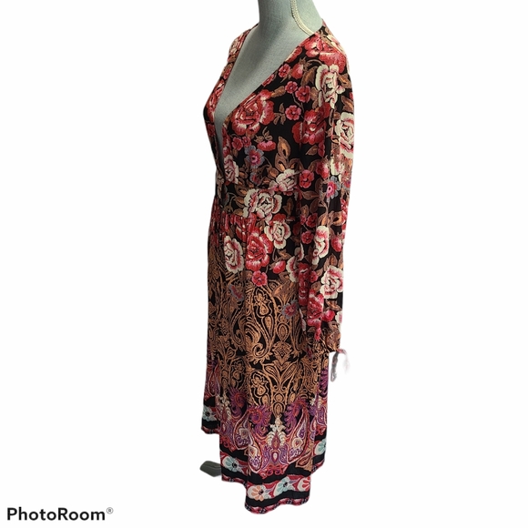 Angie Boho Floral Long Sleeve Kimono Duster Size S - Picture 3 of 13